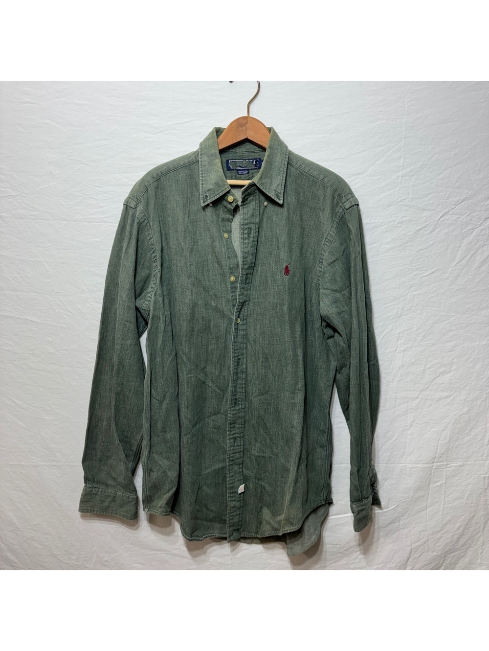 Vintage Ralph Lauren Olive Garment Dyed Oxford Shirt L